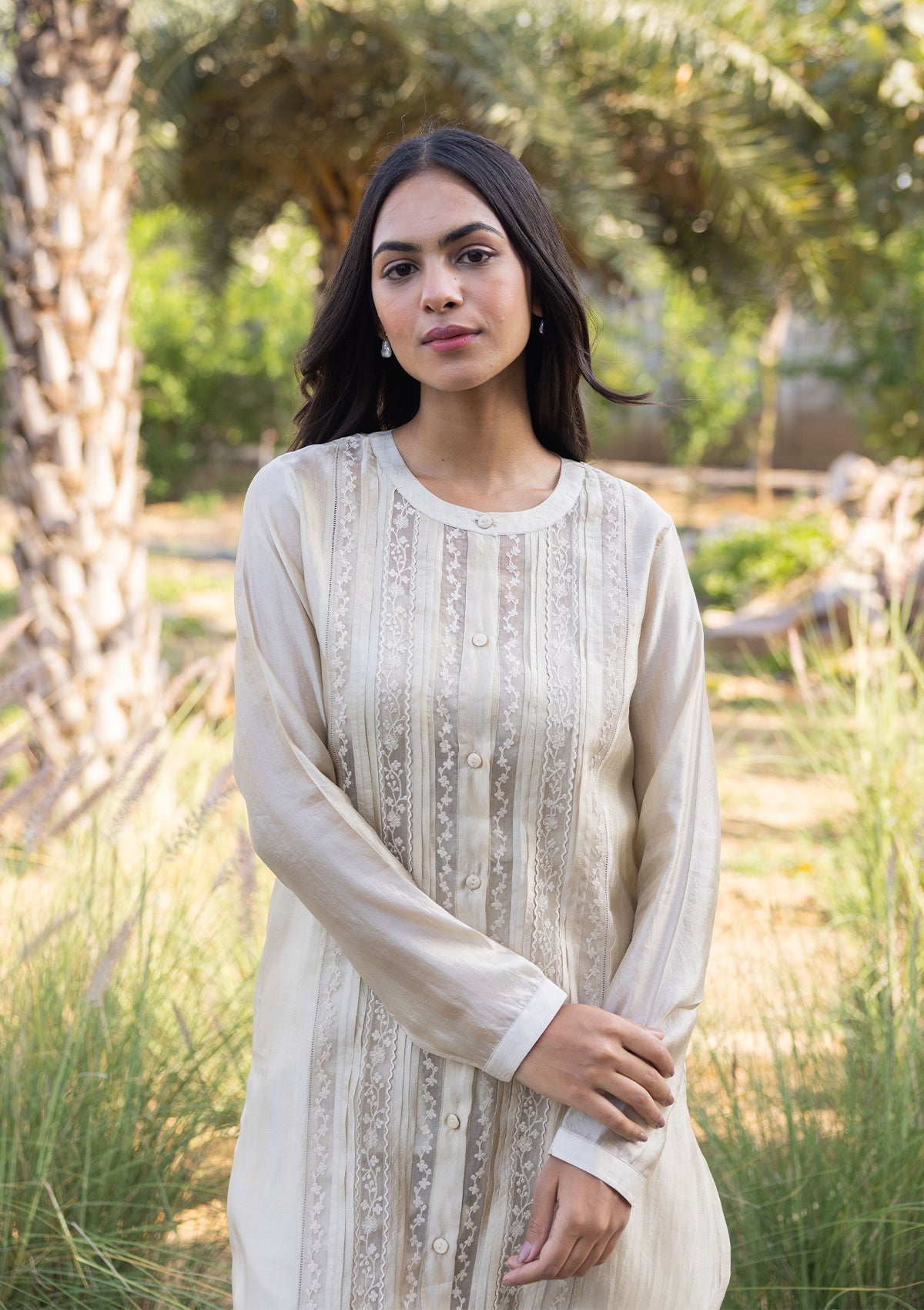 Whispering Ivy Beige Kurta Set