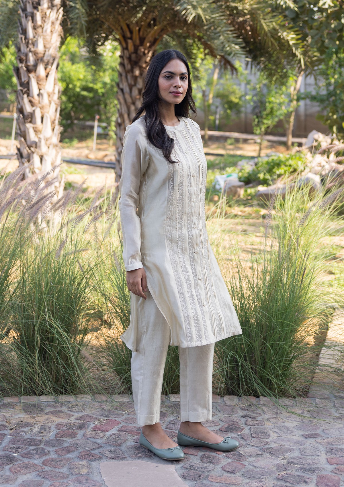 Whispering Ivy Beige Kurta Set