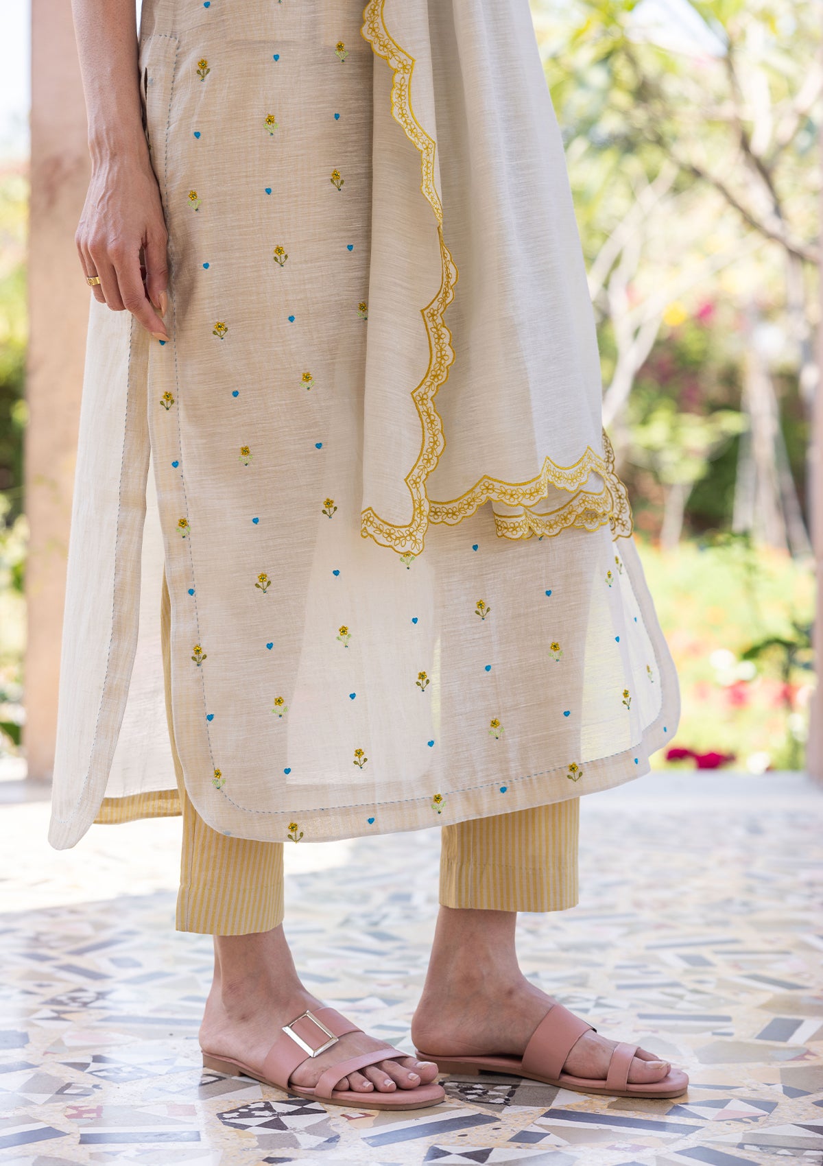 Enchanted Meadow Beige Kurta Set