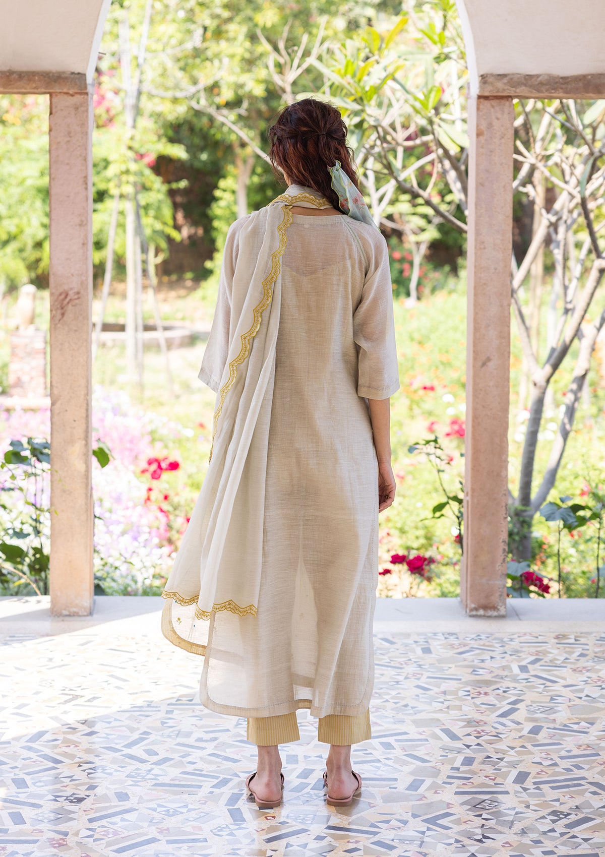 Enchanted Meadow Beige Kurta Set