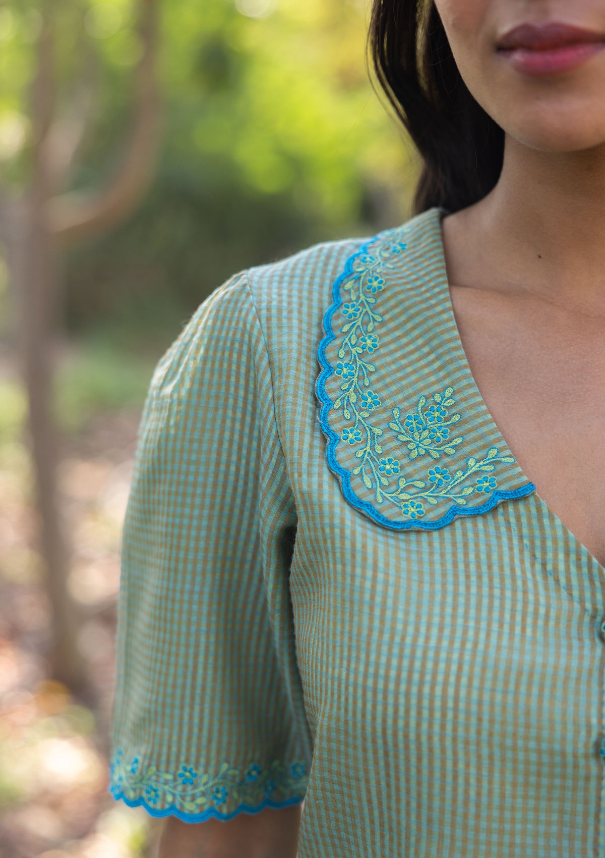 Sweet Caress Embroidered Green Blouse