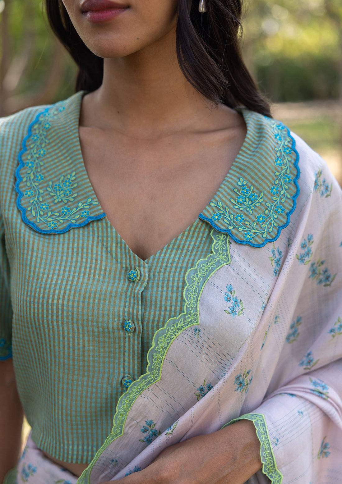 Sweet Caress Embroidered Green Blouse