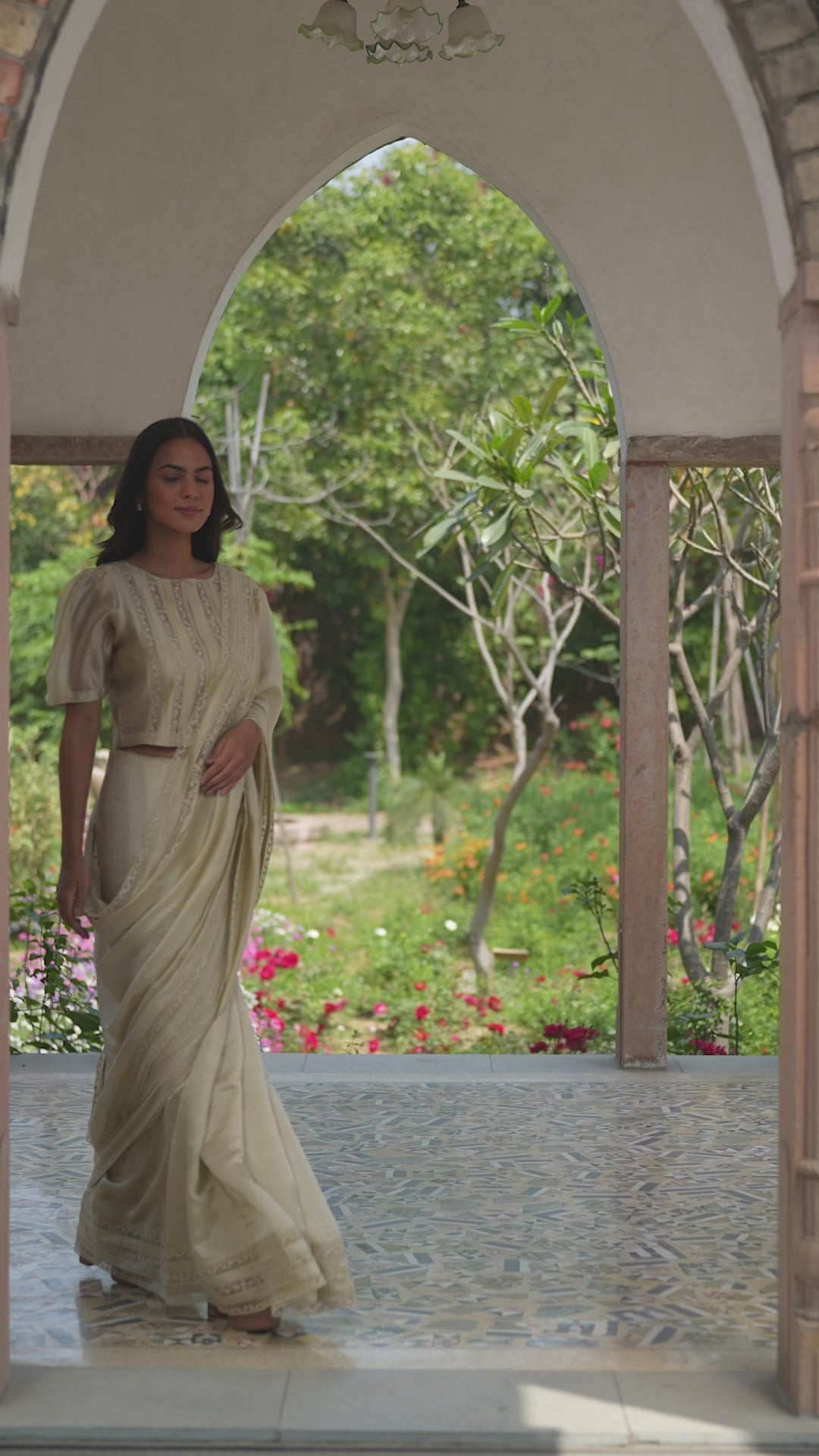 Whispering Ivy Beige Saree