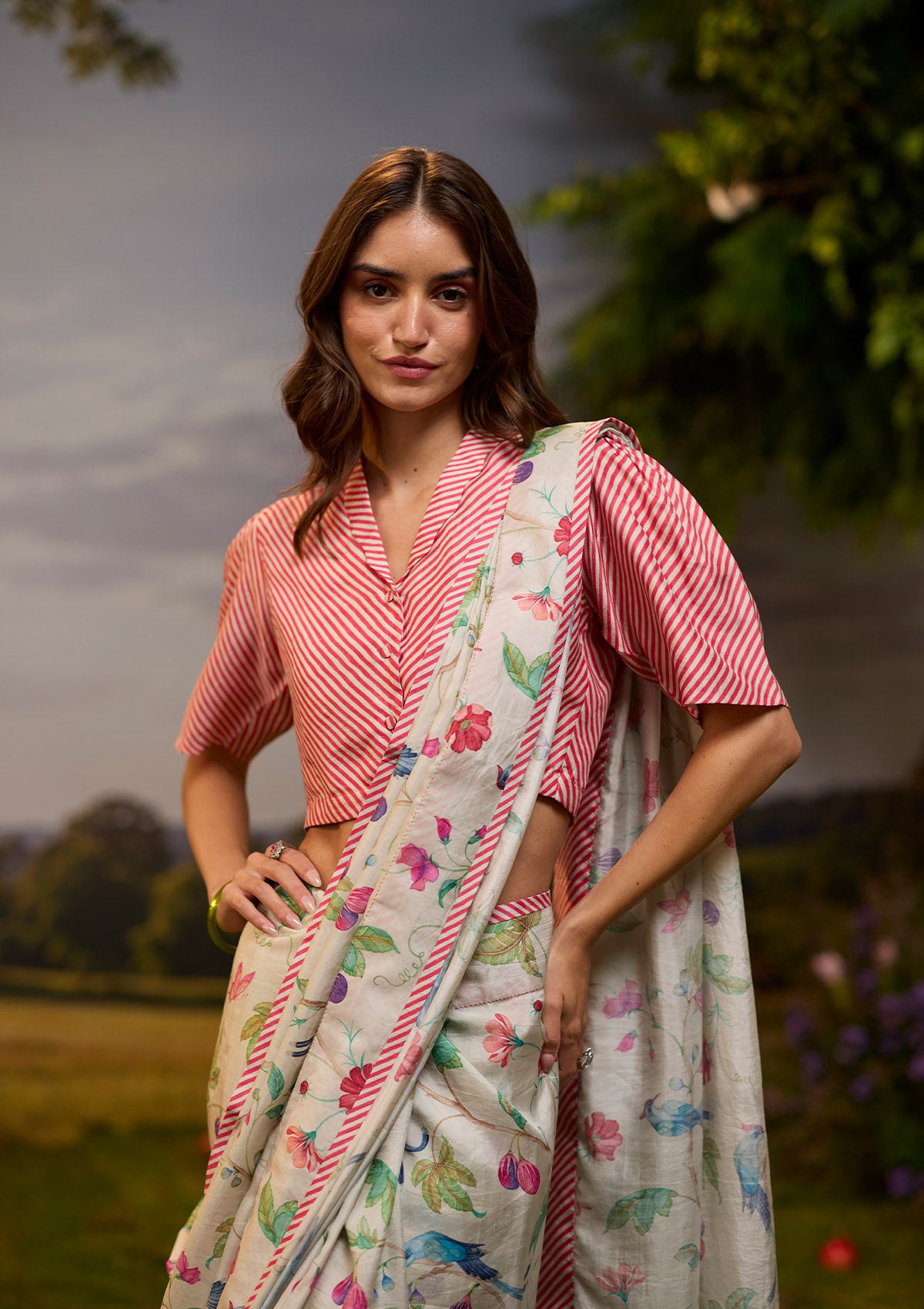Fig & Fable Ivory Saree