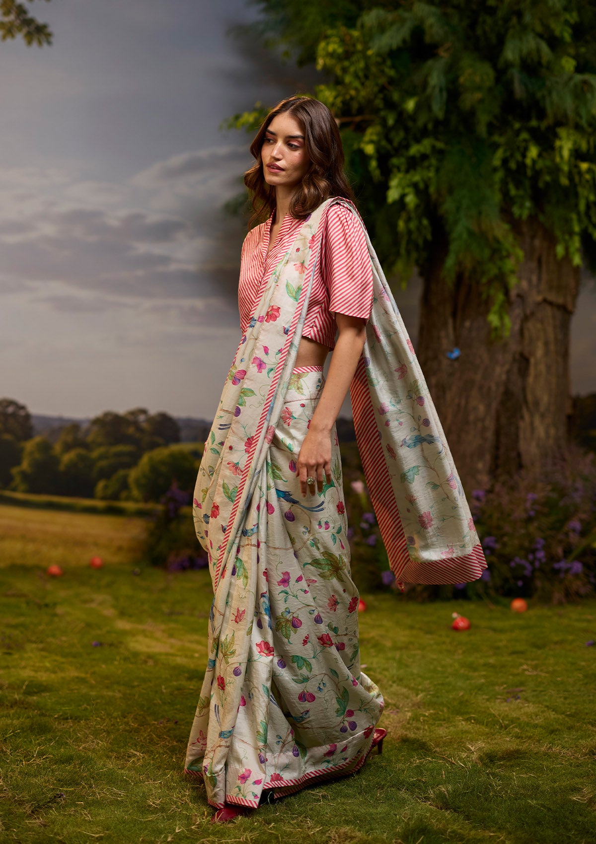 Fig & Fable Ivory Saree