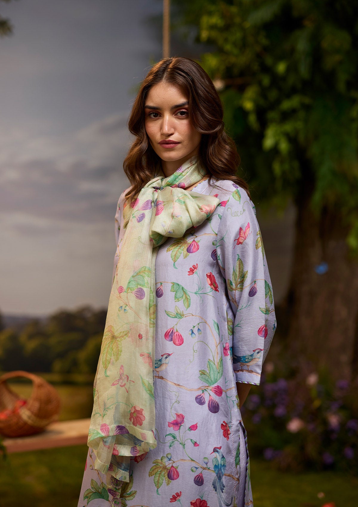 Fig & Fable Green Dupatta