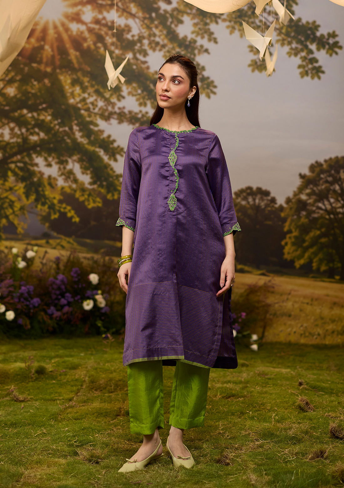 Rhythm & Rhyme Embroidered Purple Kurta Set