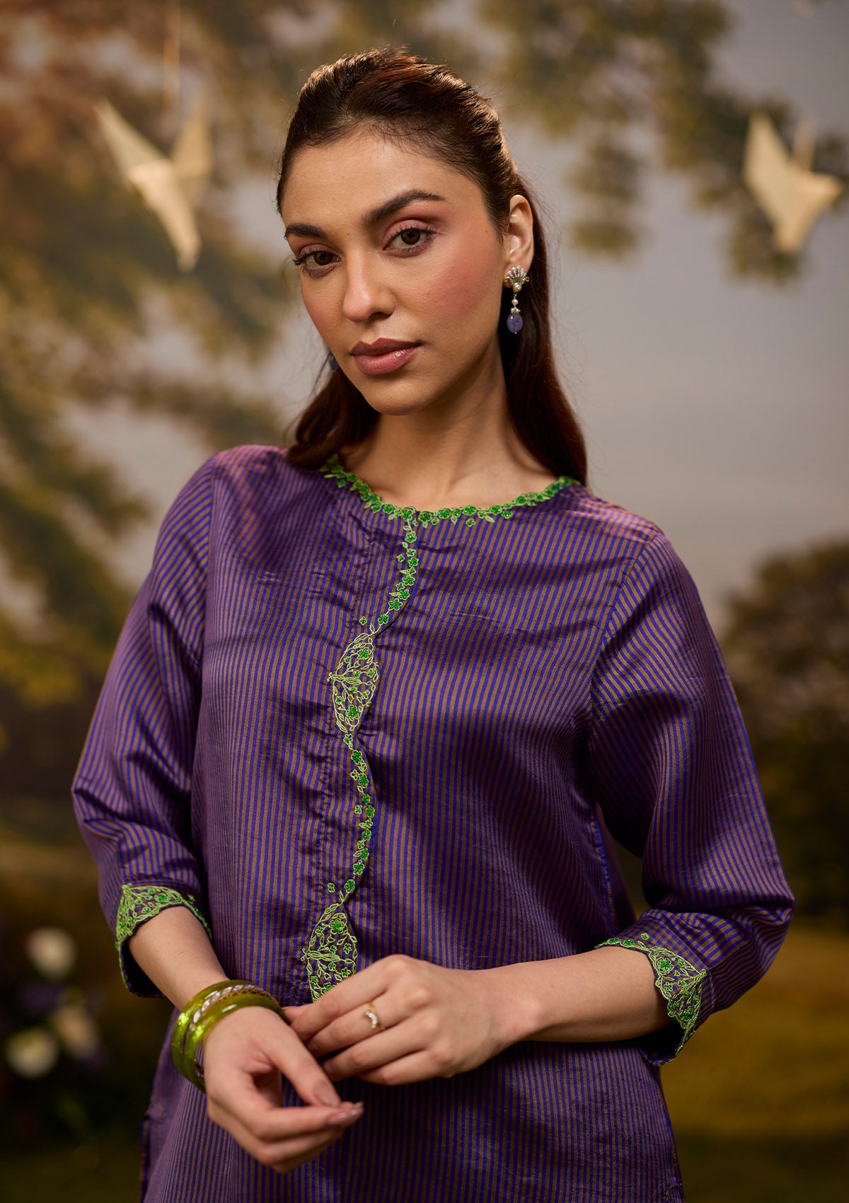 Rhythm & Rhyme Embroidered Purple Kurta Set