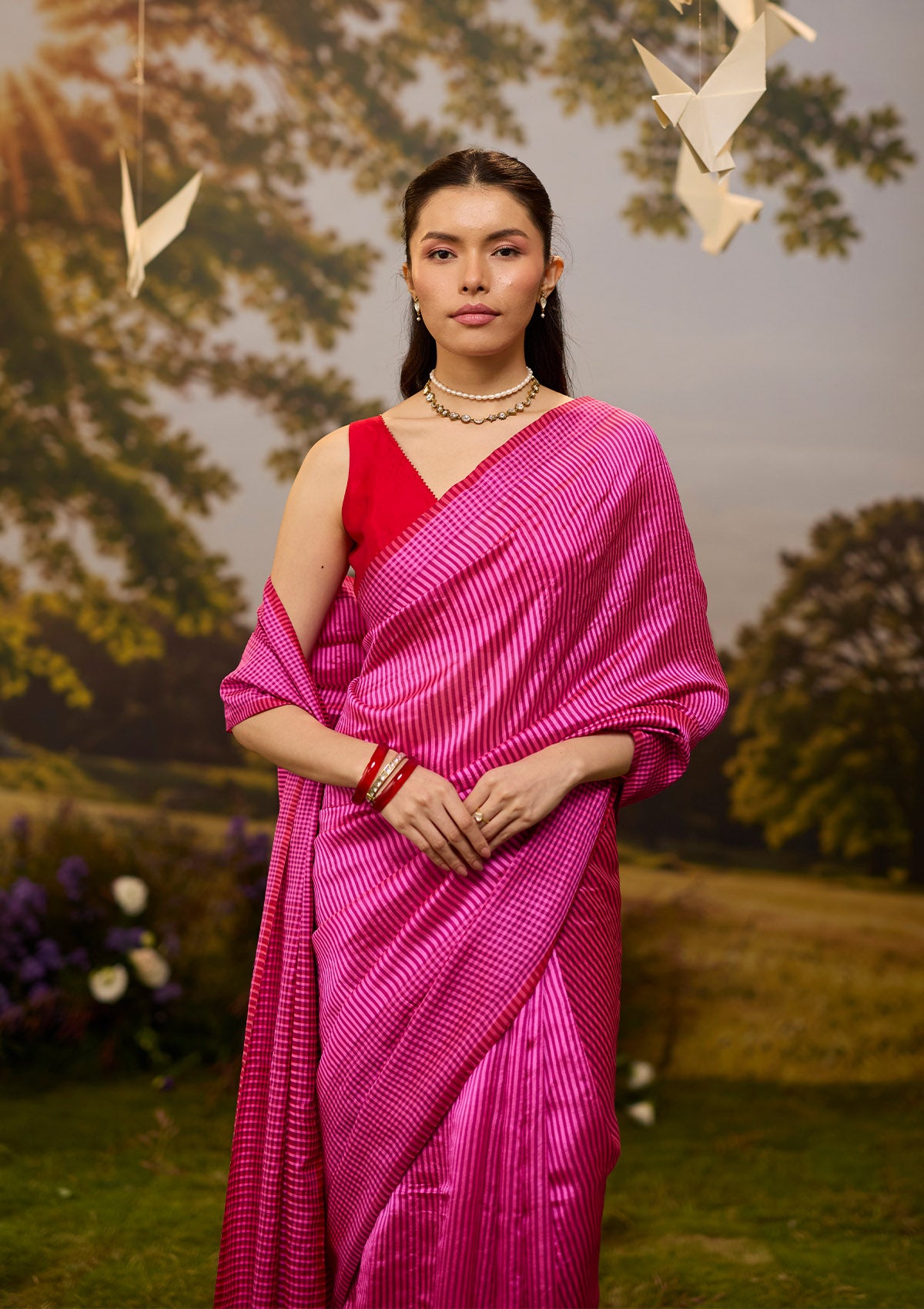 Rhythm & Rhyme Pink Saree