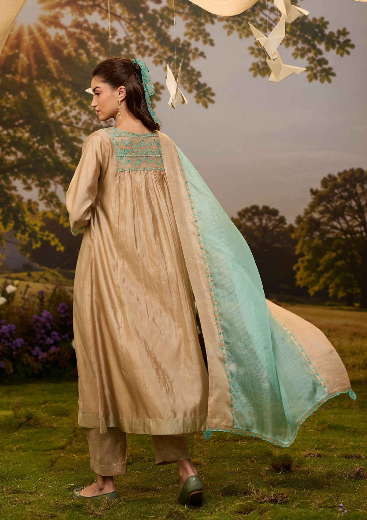 Woodland Stories Embroidered Beige Dupatta