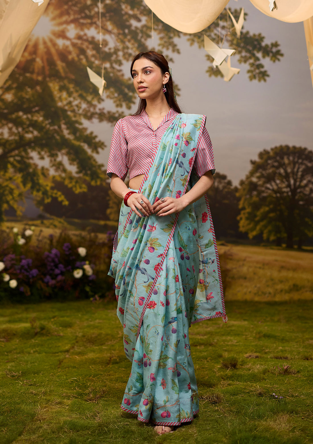 Fig & Fable Blue Saree