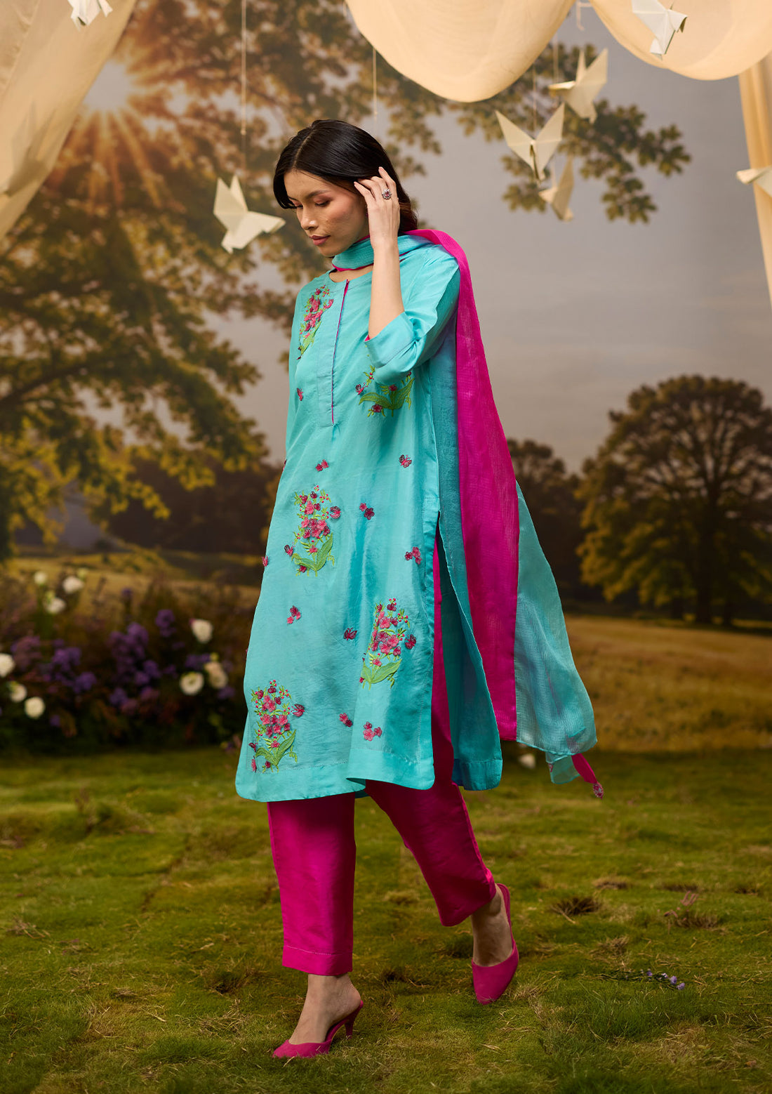 Where Colours Meet Blue Dupatta