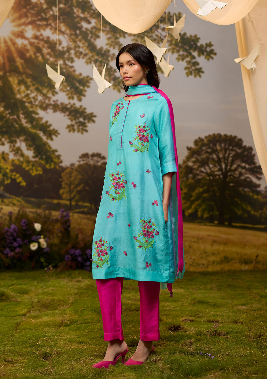 Alive Within Embroidered Blue Kurta Set