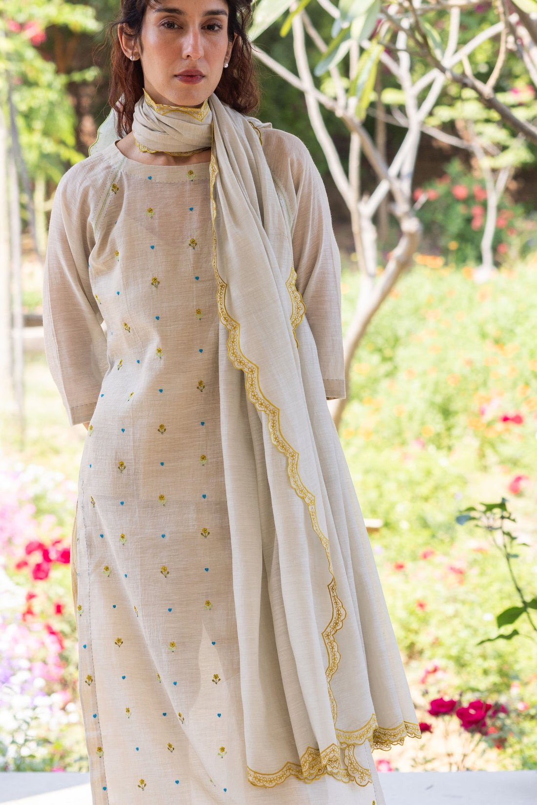 Ethereal Silk Khadi Beige Dupatta