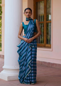Solo Symphony Teal Saree