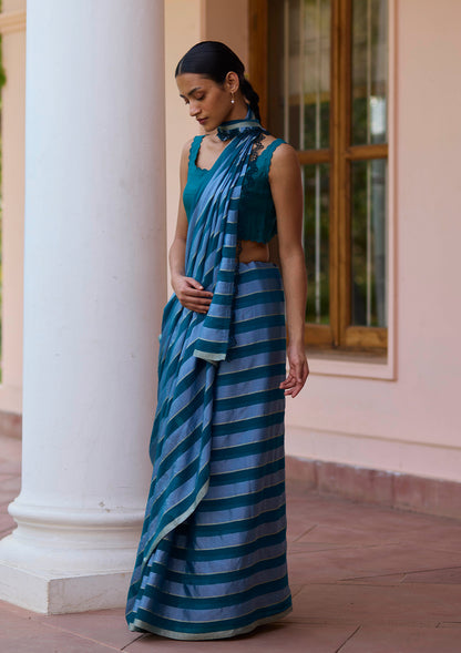 Solo Symphony Teal Saree