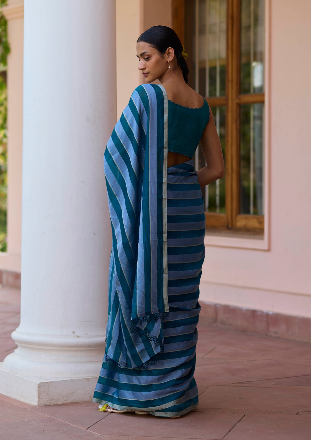 Solo Symphony Teal Saree