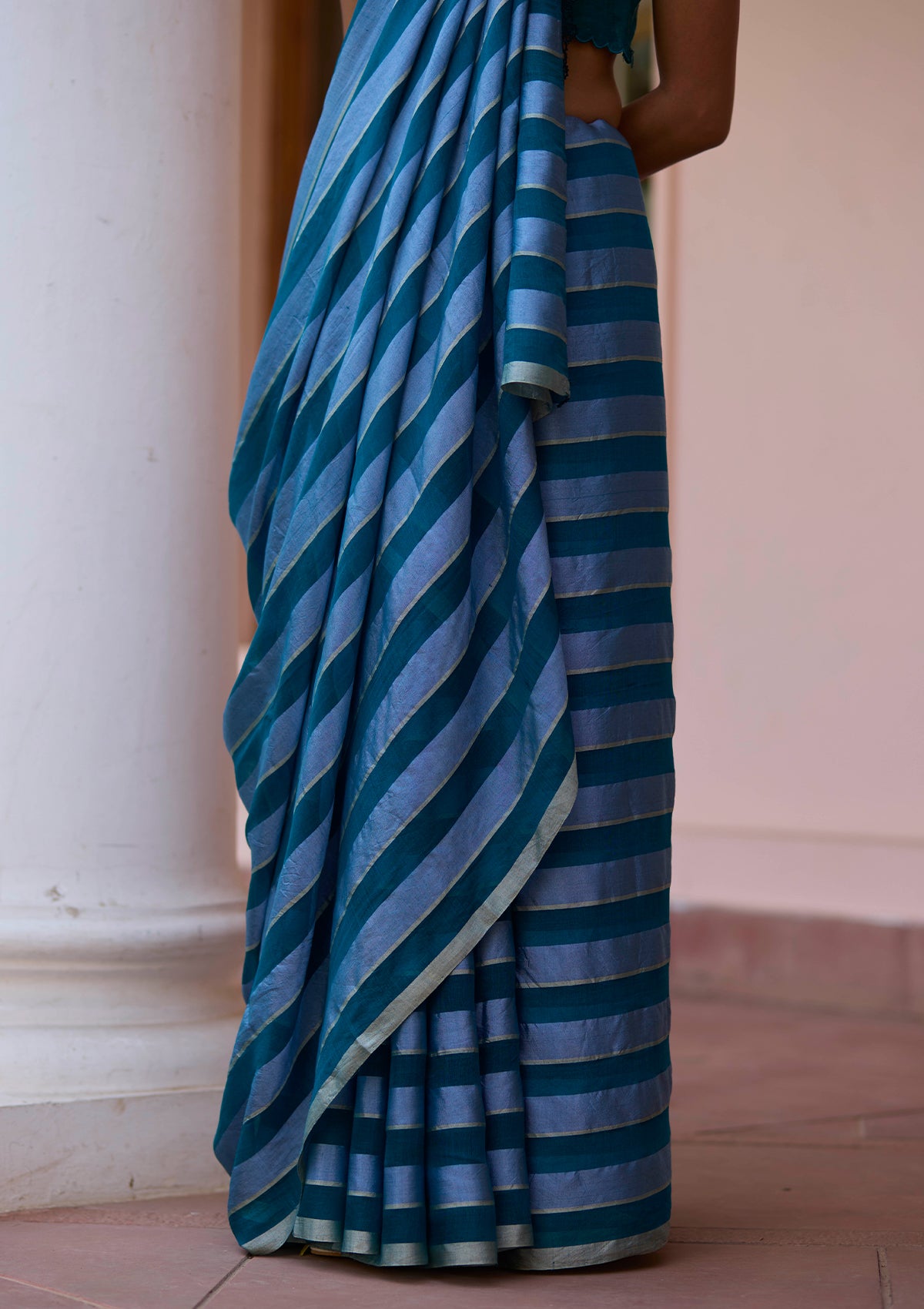 Solo Symphony Teal Saree