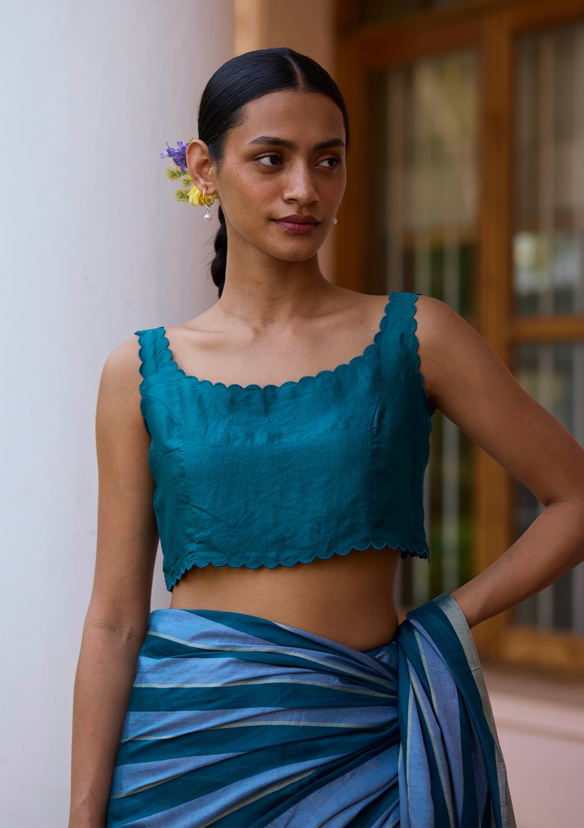 Solo Symphony Teal Saree