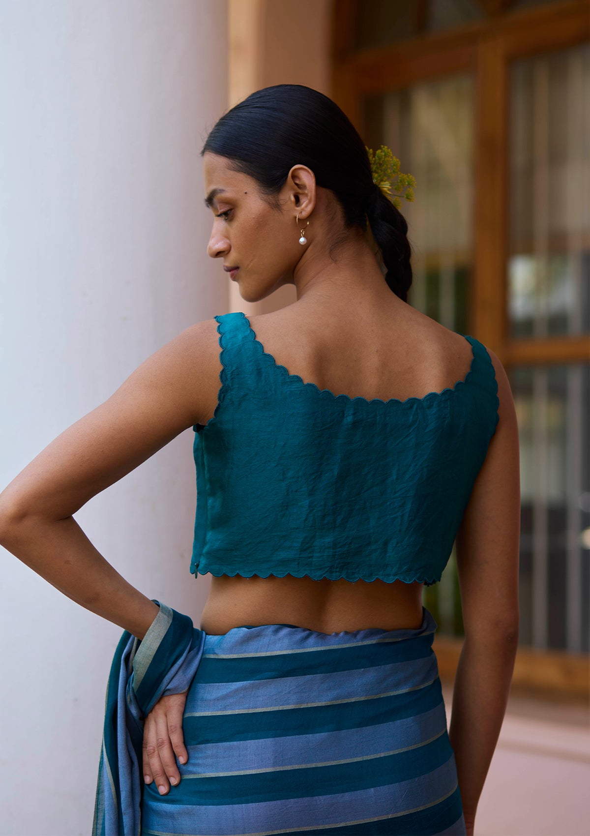 Solo Symphony Teal Saree