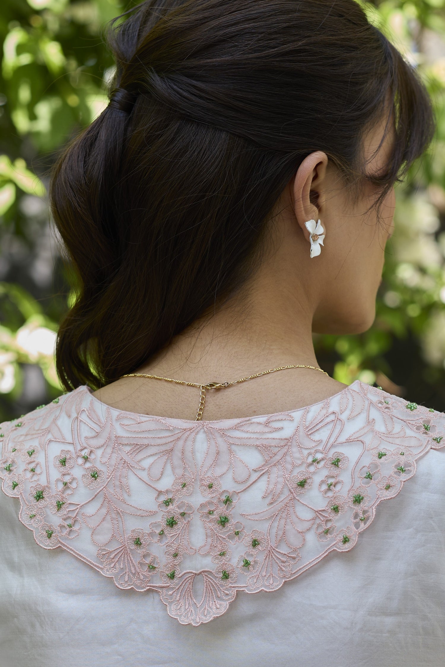 English Morning Ivory Embroidered Blouse