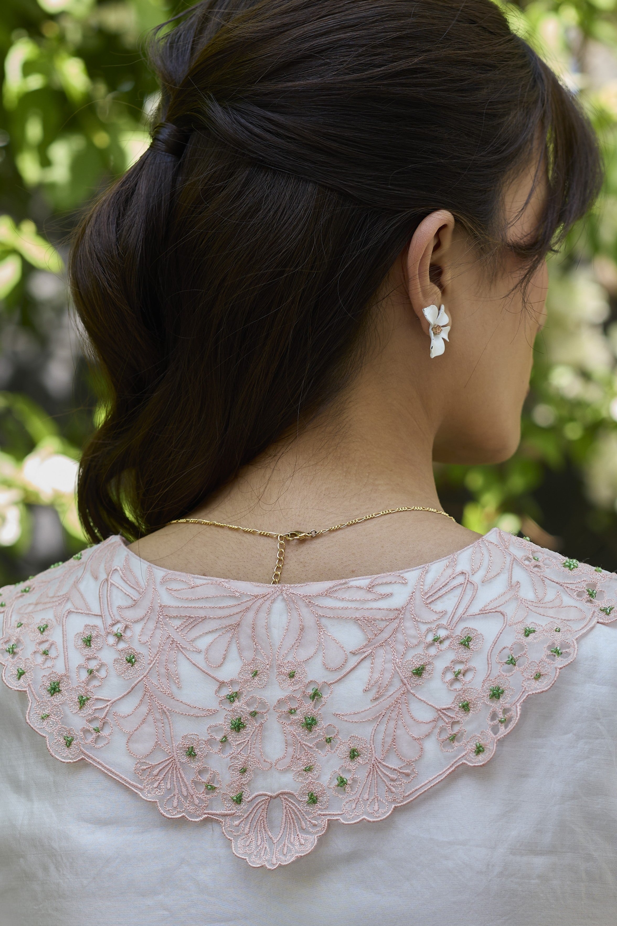 English Morning Ivory Embroidered Blouse