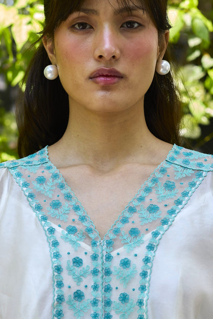 River Fork Ivory Embroidered Blouse