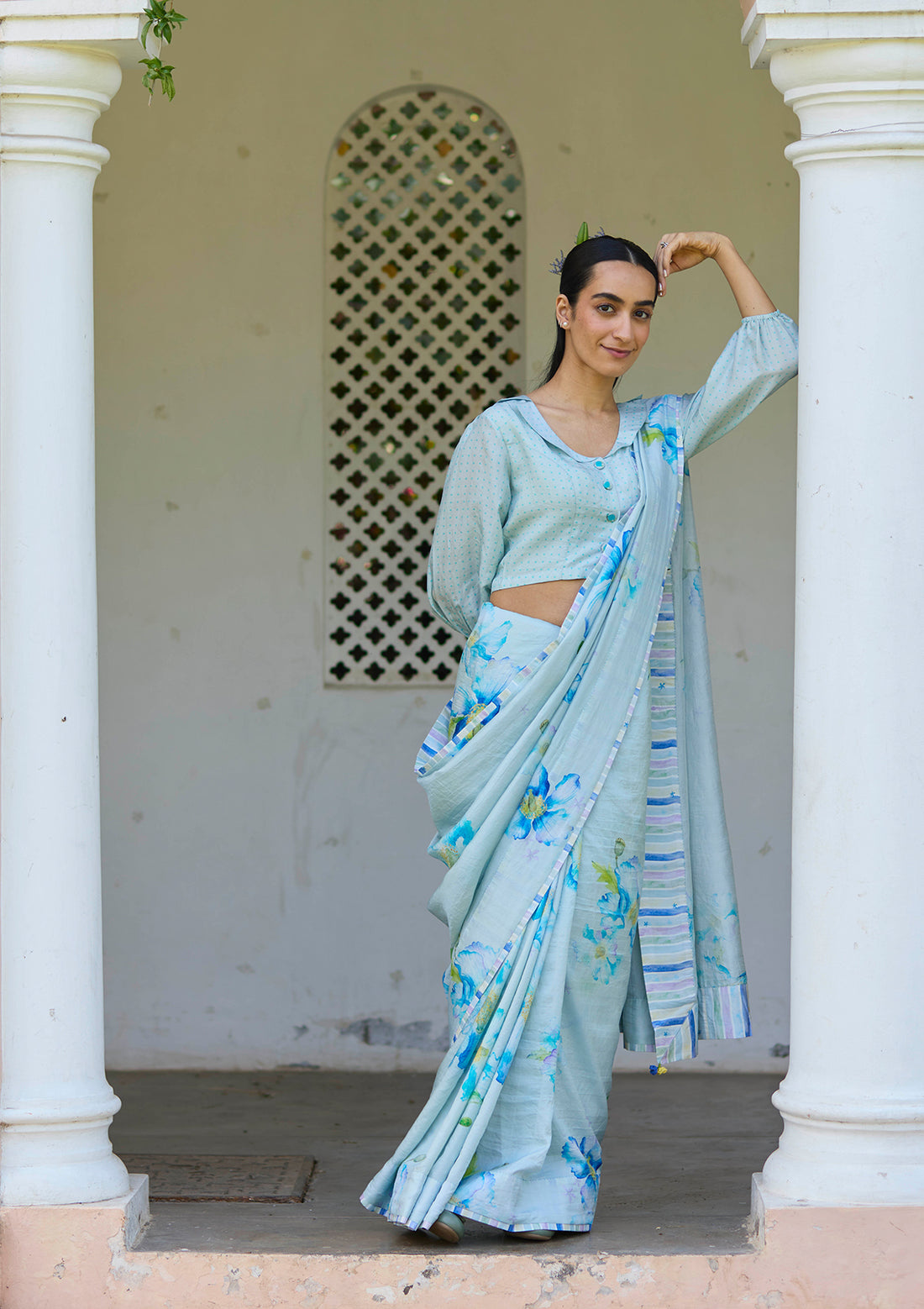 Aura Poppy Blue Saree