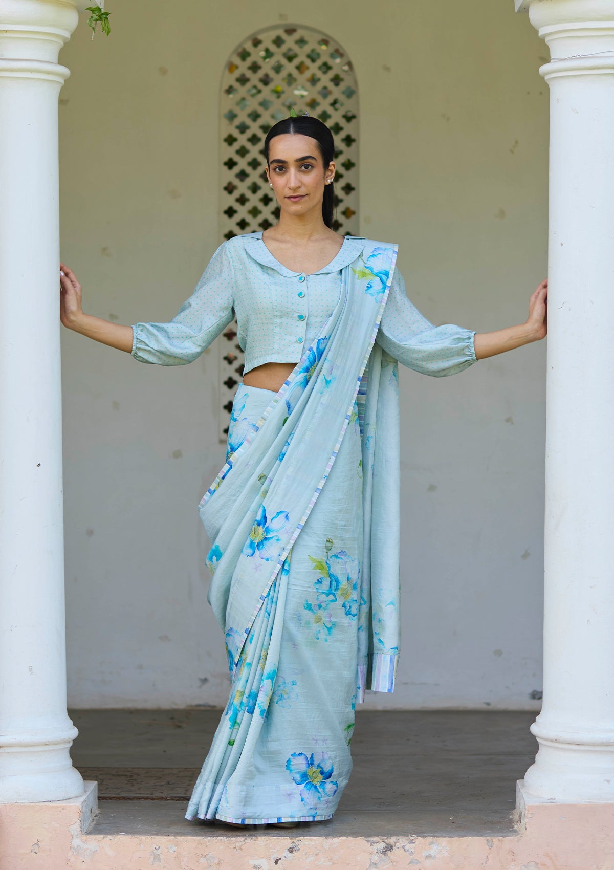 Aura Poppy Blue Saree