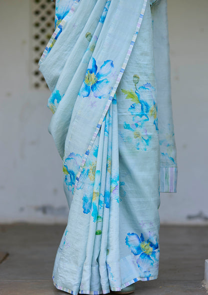 Aura Poppy Blue Saree