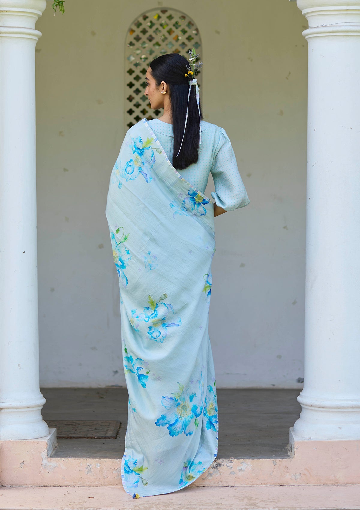 Aura Poppy Blue Saree