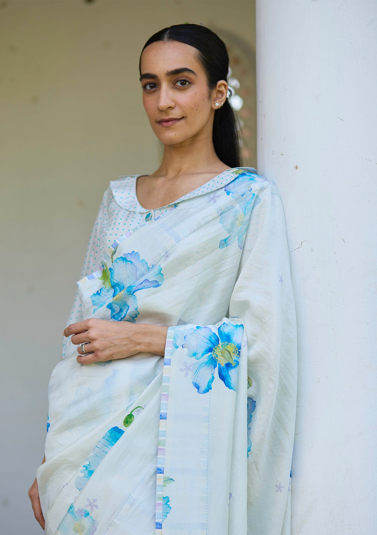 Aura Poppy Ivory Saree