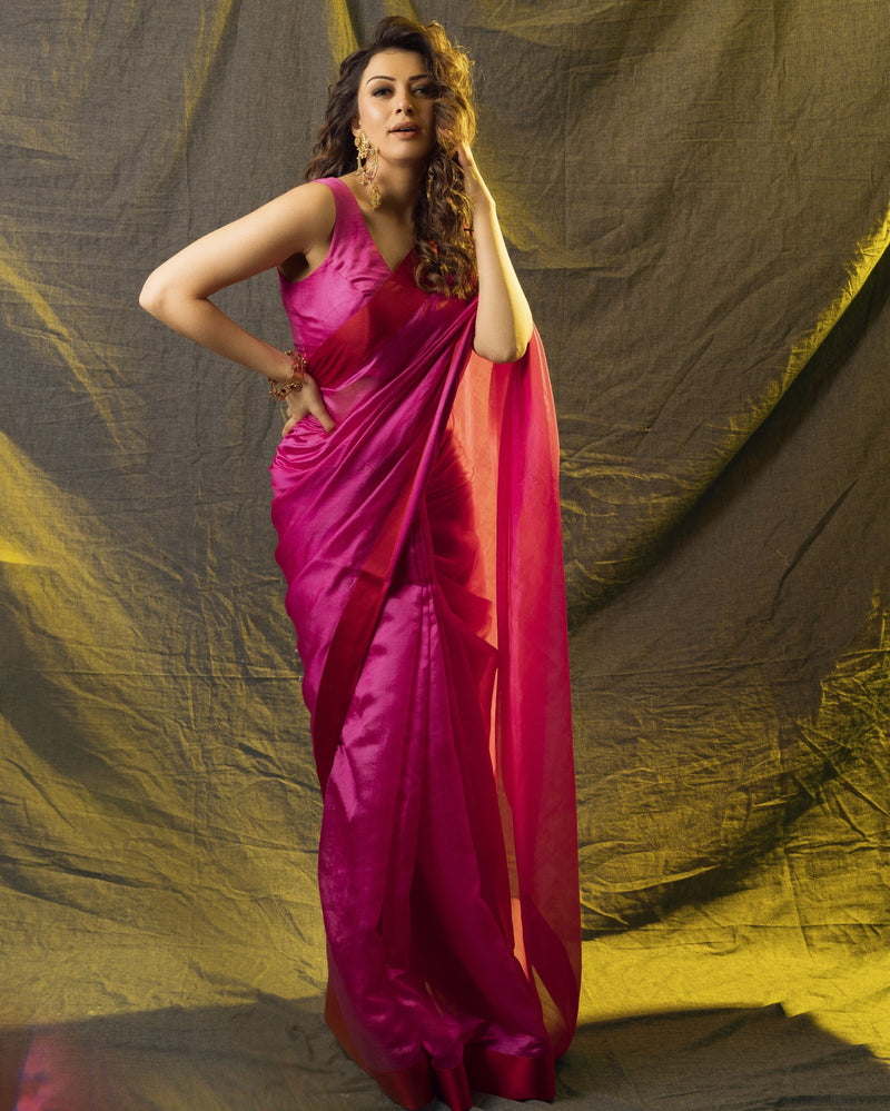 Hansika Motwani in Pink Love Canal Saree