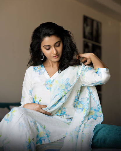 Priya Bhavani Shankar in Dawn Poppy Ivory Kurta Set
