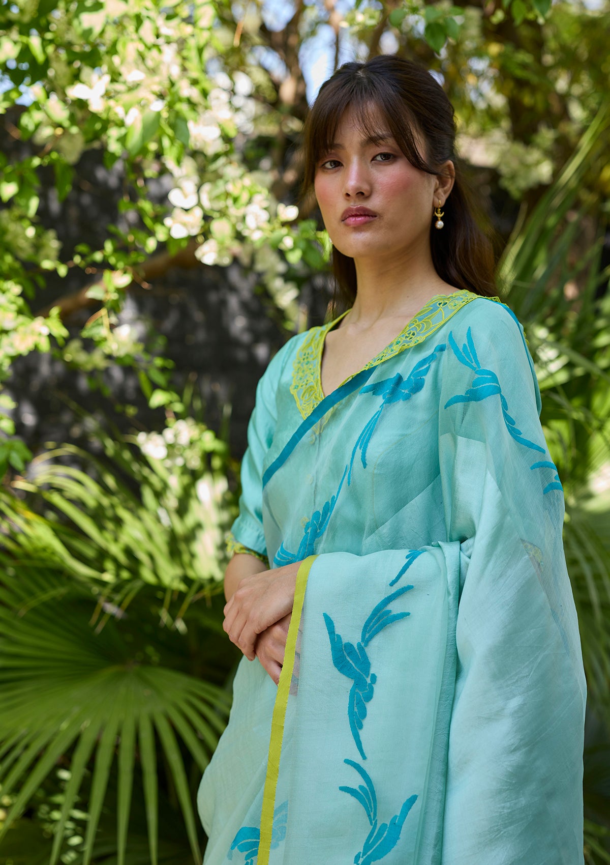 Playful Flight Blue Jamdani Saree