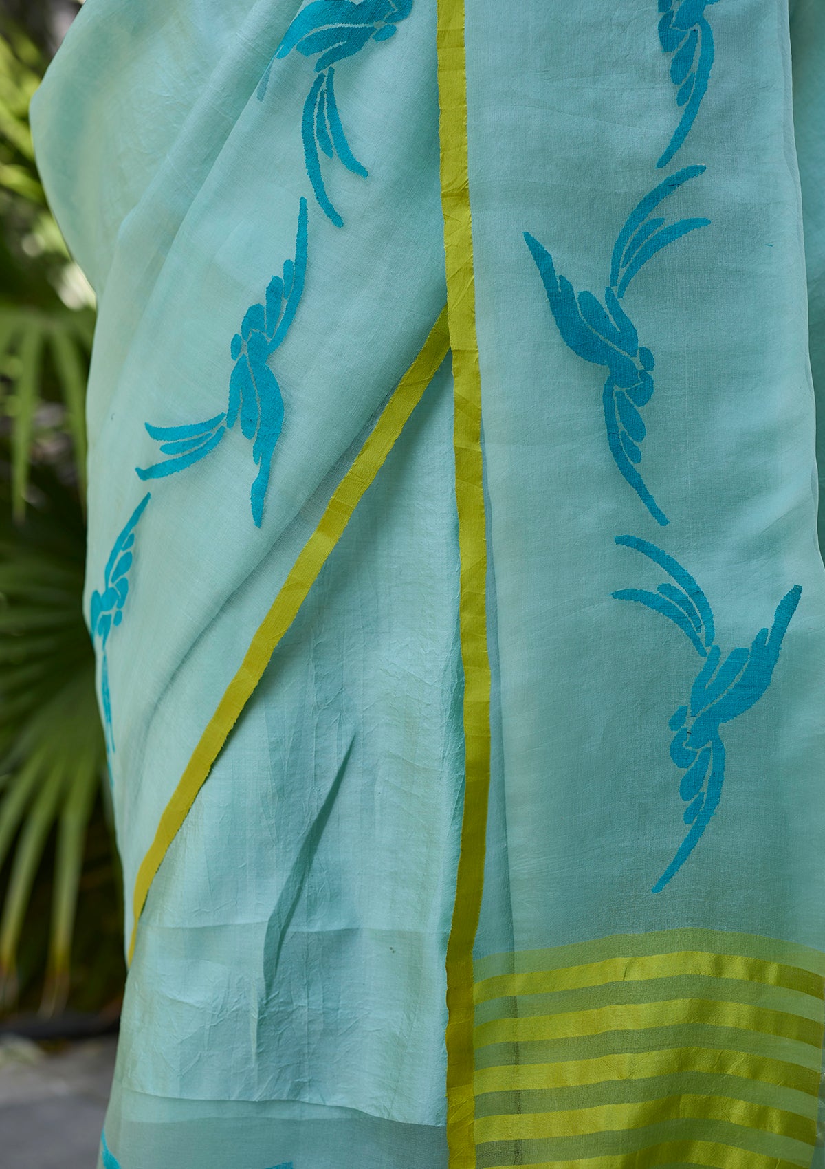 Playful Flight Blue Jamdani Saree