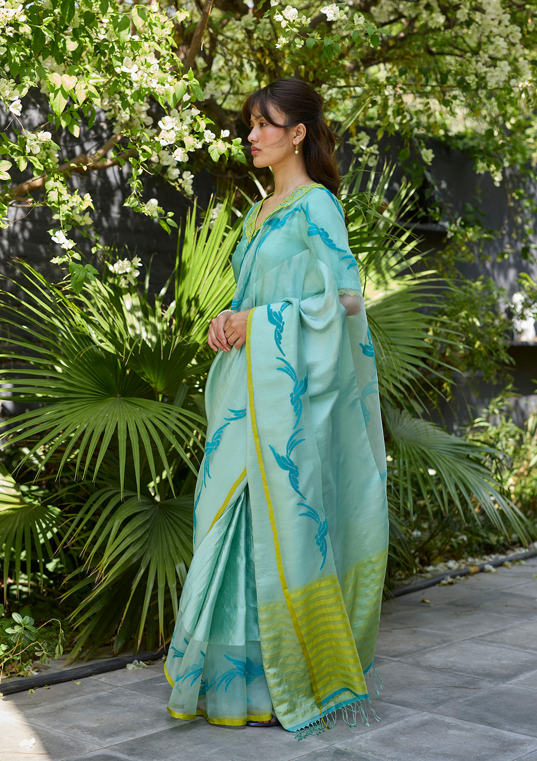 Playful Flight Blue Jamdani Saree