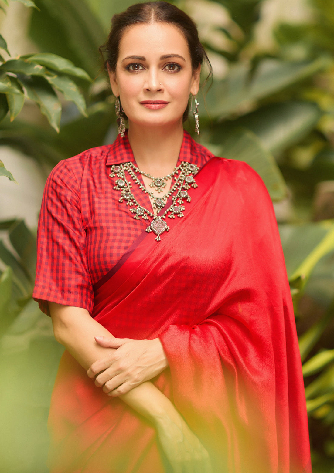 Dia Mirza in Bold Allure Scarlet Saree