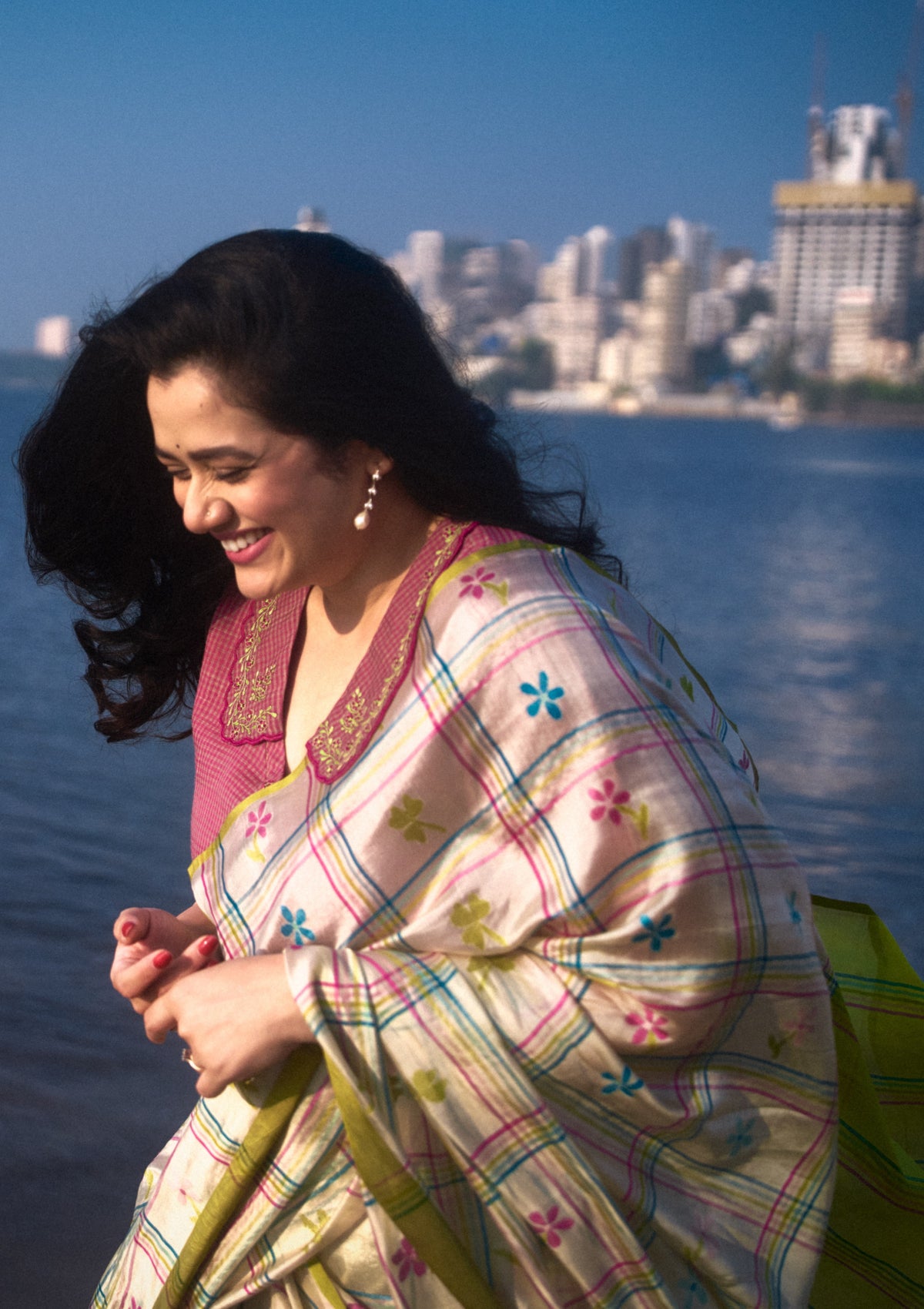 Girija Oak in Tic-tac-love Jamdani Saree