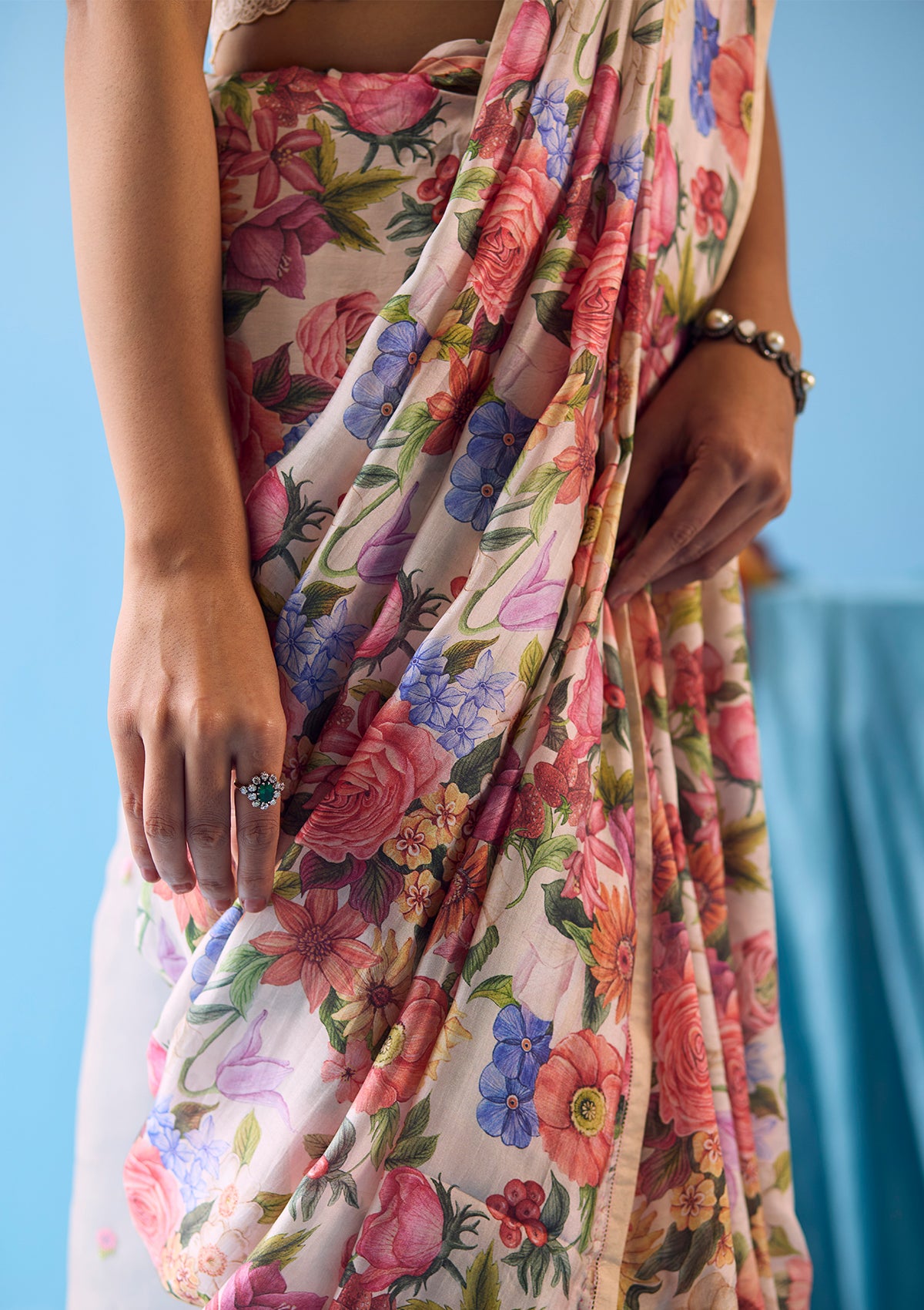 Whimsical Garden Beige Saree