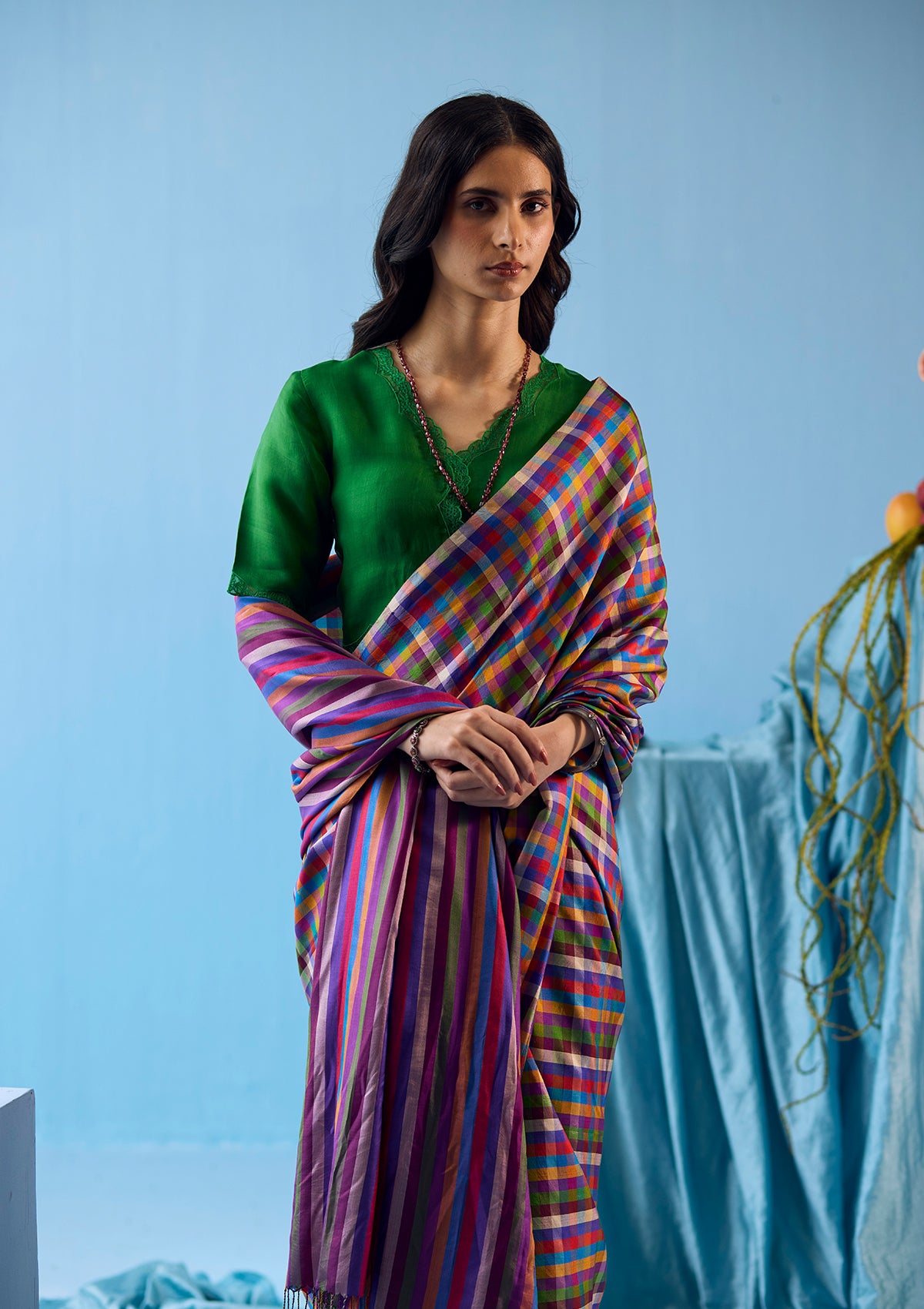 Playful Mosaic Checks Saree