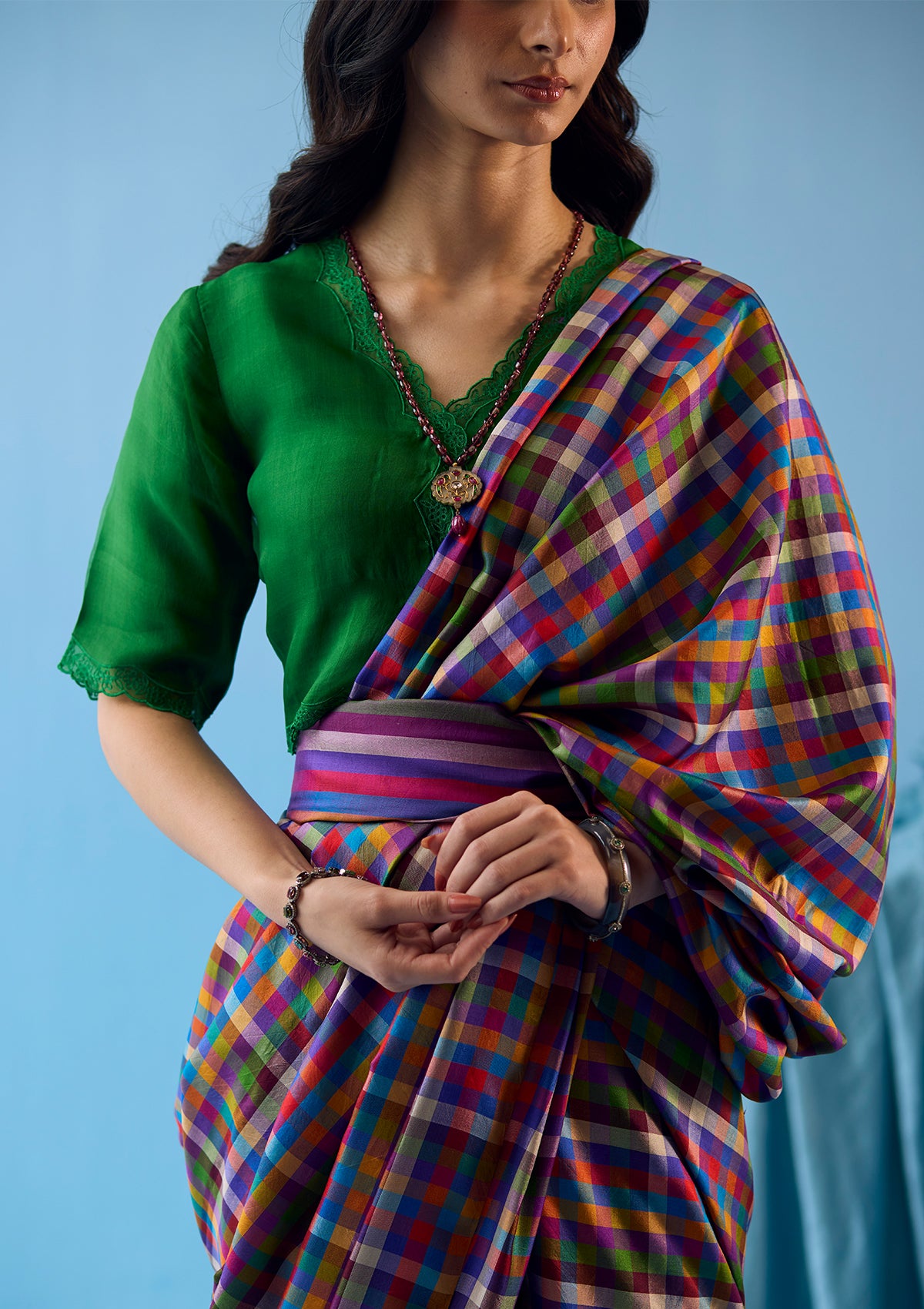 Playful Mosaic Checks Saree