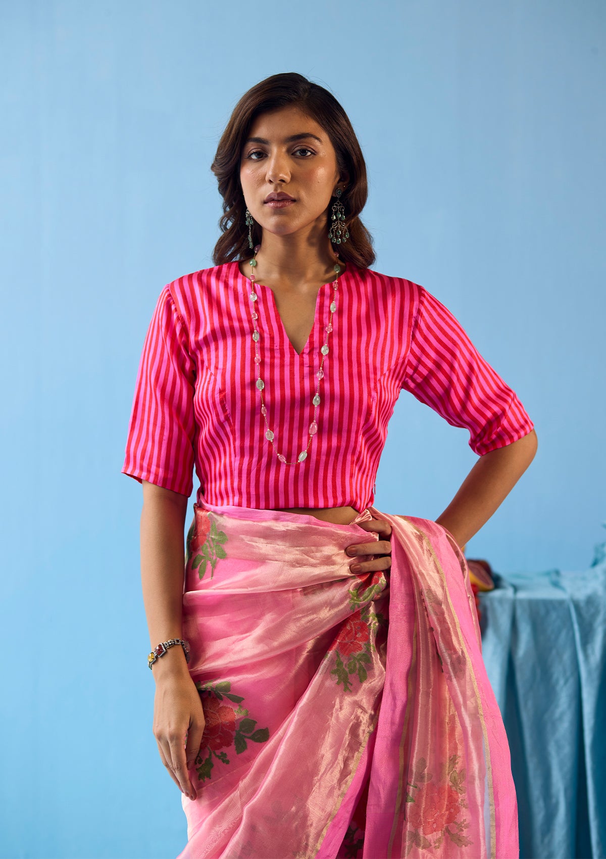 Cheerful Fuchsia Striped Blouse