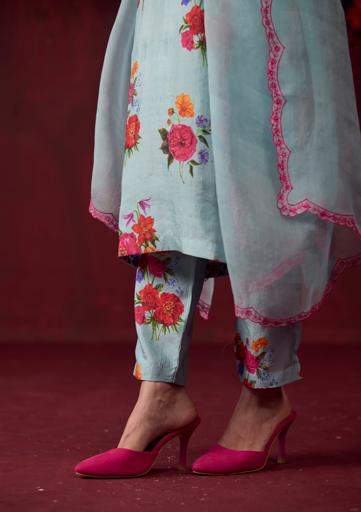 Enchanted Bloom Ice Blue Kurta Set