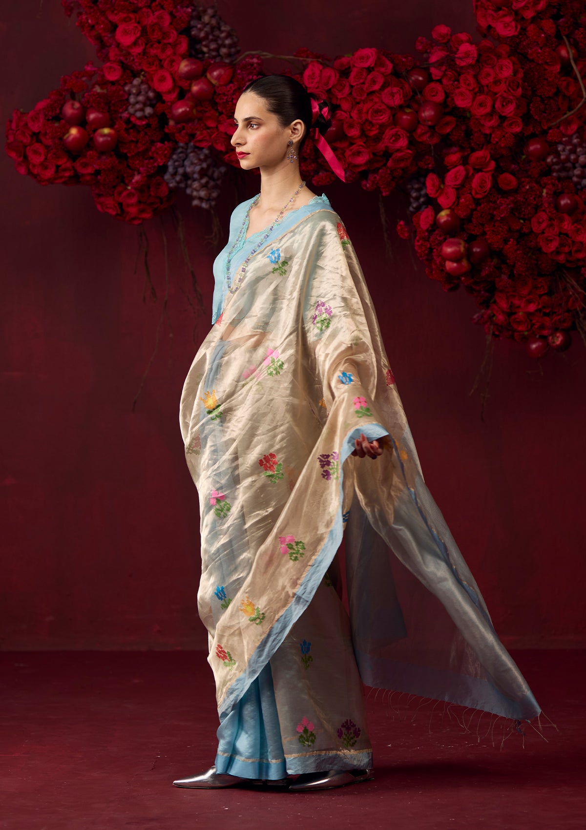 Tranquility Ice Blue Jamdani Saree