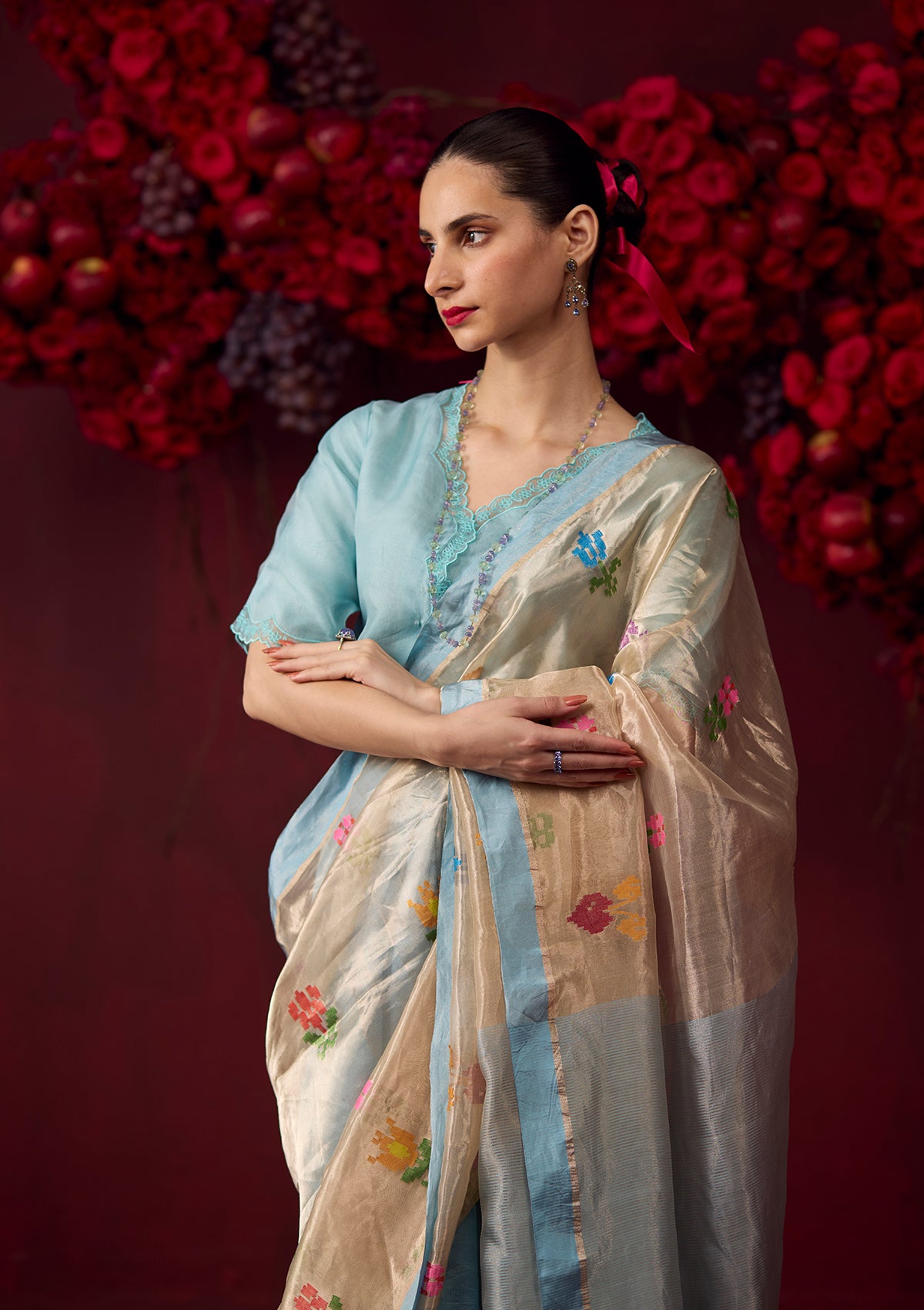 Tranquility Ice Blue Jamdani Saree