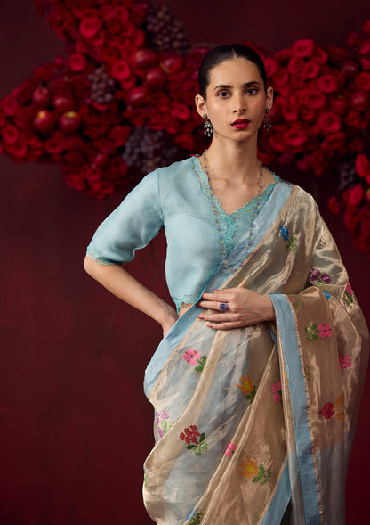 Tranquility Ice Blue Jamdani Saree