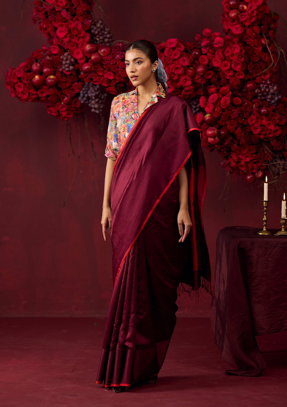 Bold Allure Burgundy Saree