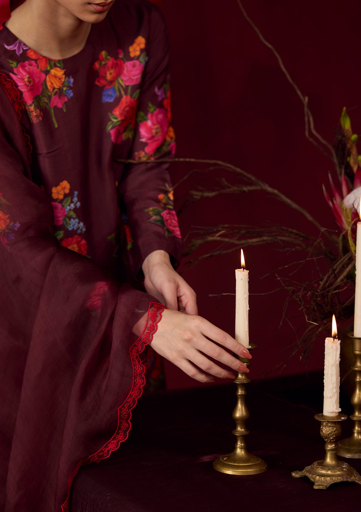 Enchanted Bloom Burgundy Kurta Set