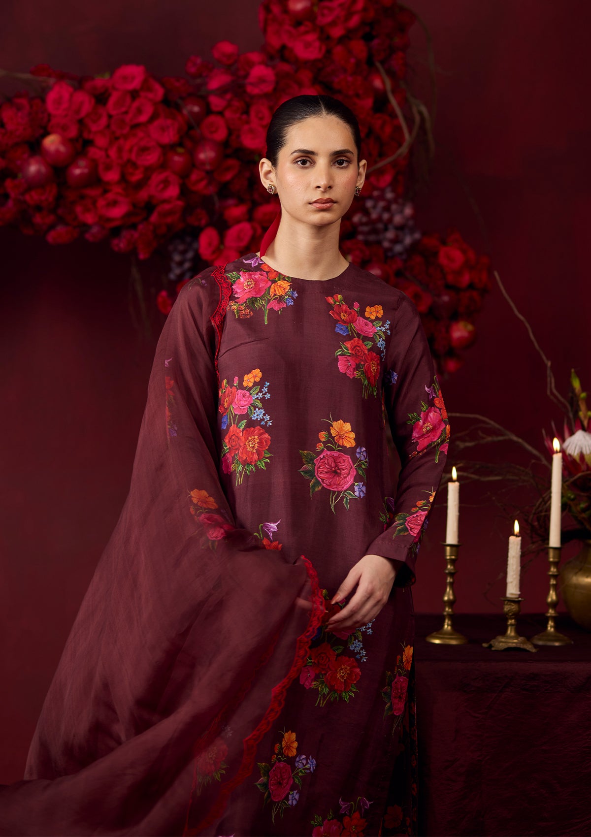 Enchanted Bloom Burgundy Kurta Set